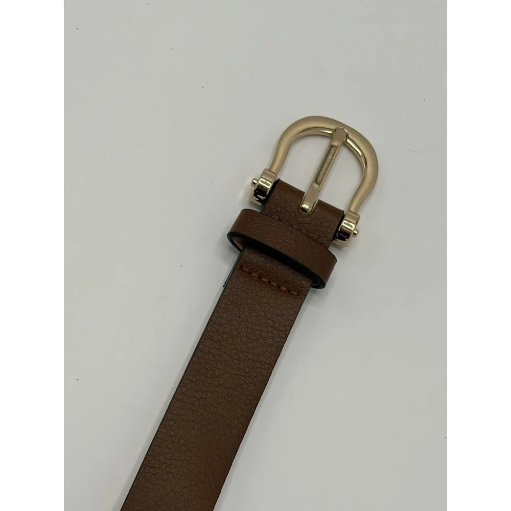 HM Women's Leather Belt Brown Leather Size‎ Medium Dress Belt C Buckle